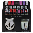 Scented oil and scented candles gift box white (1 set)
