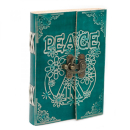 Leather Notebook green Peace with lock (18x13 cm)