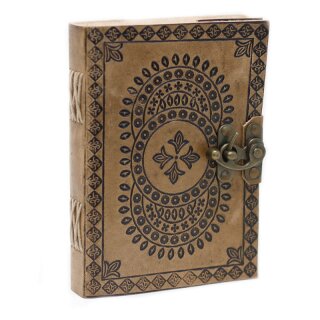 Braunes Ledernotizbuch mit Mandala-Prägung und...