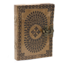Leather Notebook brown Mandala with lock (18x13 cm)
