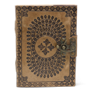 Leather Notebook brown Mandala with lock (18x13 cm)