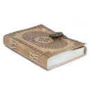 Leather Notebook brown Mandala with buckle (18x13 cm)