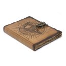 Ledernotizbuch Pentagramm &amp; Totenkopf mit Schnalle (18x13 cm)