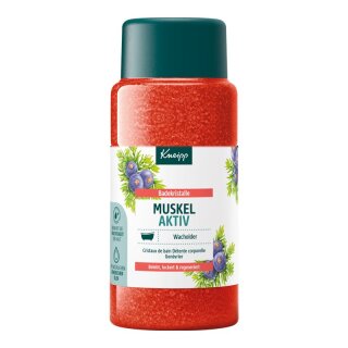 Kneipp Muscle Active Bath Crystals, 600 g jar with juniper and red salt crystals