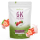 nutri+ Vegan 6K Protein Powder Strawberry 1000g bag with fresh strawberries on light background