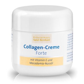 Kräuterhaus Collagen-Creme Forte, weißer 50-ml-Tiegel mit gelbem Etikett