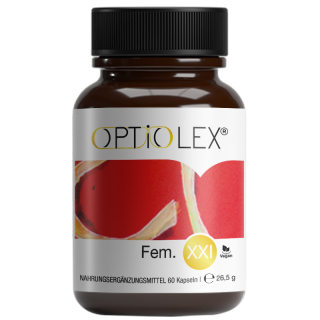 Optiolex Fem. 60 capsules. Dietary supplement with soybean, red clover, black cohosh, hops and coprinuscomatus.