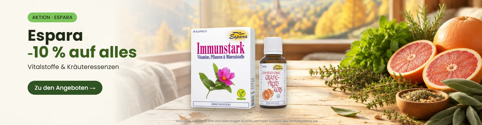 Espara: -10 % auf alles – Immunstark Kapseln und Grapefruitkern Essenz